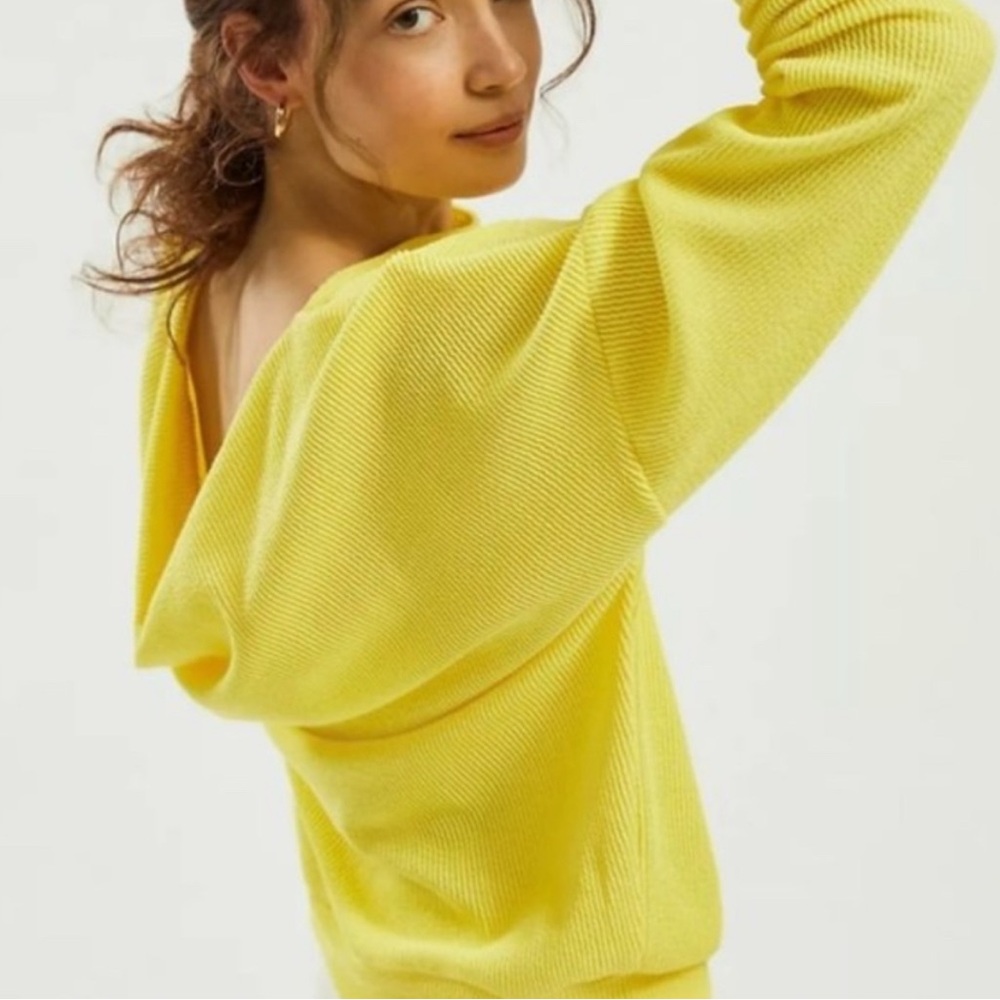 Maeve Anthropologie Yellow Long Sleeve Oversized Top Small - Picture 2 of 6